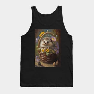 Hedgehog in Flower Basket Card Tank Top